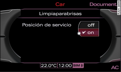 Pantalla: Posición de servicio